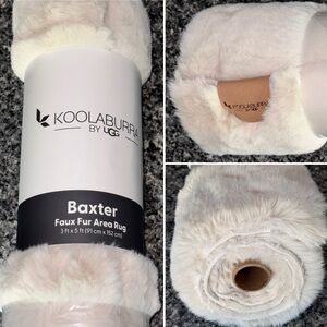 KOOLABURRA by UGG Faux Fur Baxter Area Rug 3ft x 5ft Birch Light Beige Tan Soft